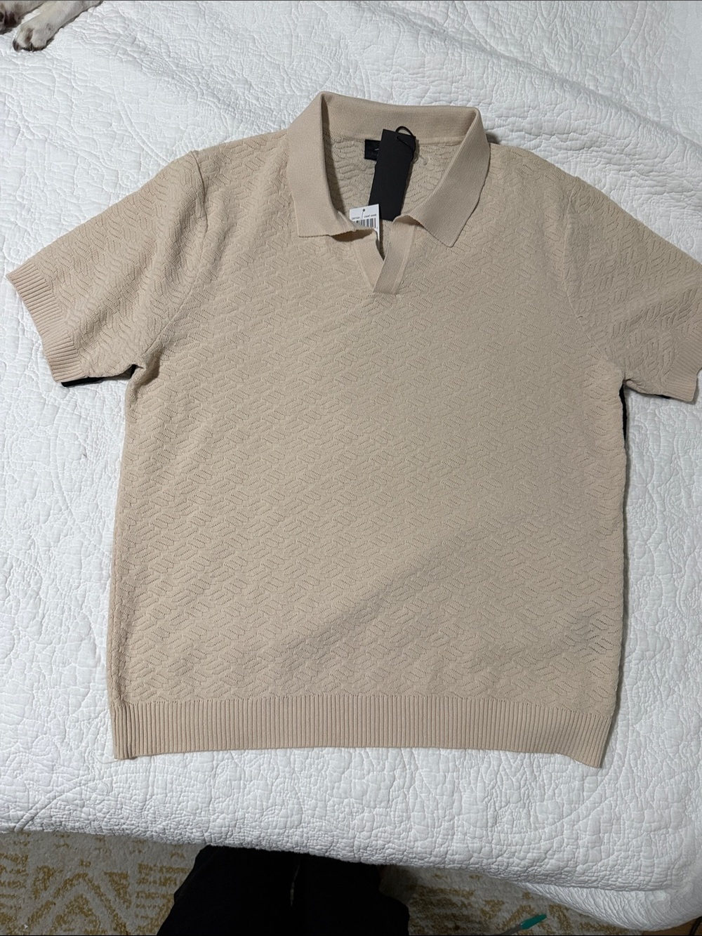 Magaschoni Beige Short-Sleeve Knit Polo